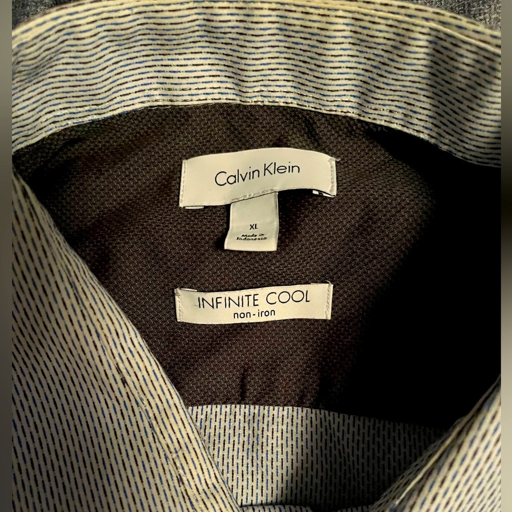 Calvin Klein Black and White Dress Shirt with Textured Design